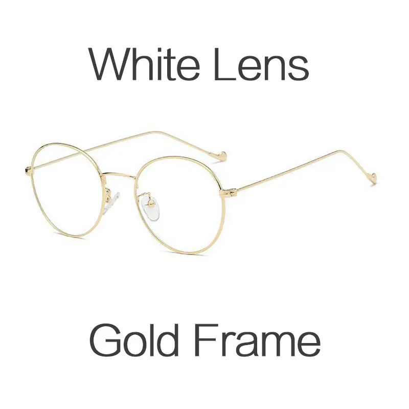 HUHAITANG Round Nearsight Glasses Women Luxury Brand Anti Blue Light Computer Eye Glasses Frames For Men Clear Myopia Eyeglasses - Цвет оправы: White Lens