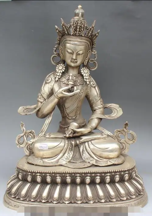 

S00909 22" Tibet Buddhism Fane Bronze Silver Vajradhara Vajrabhairava Buddha Statue (B0328)