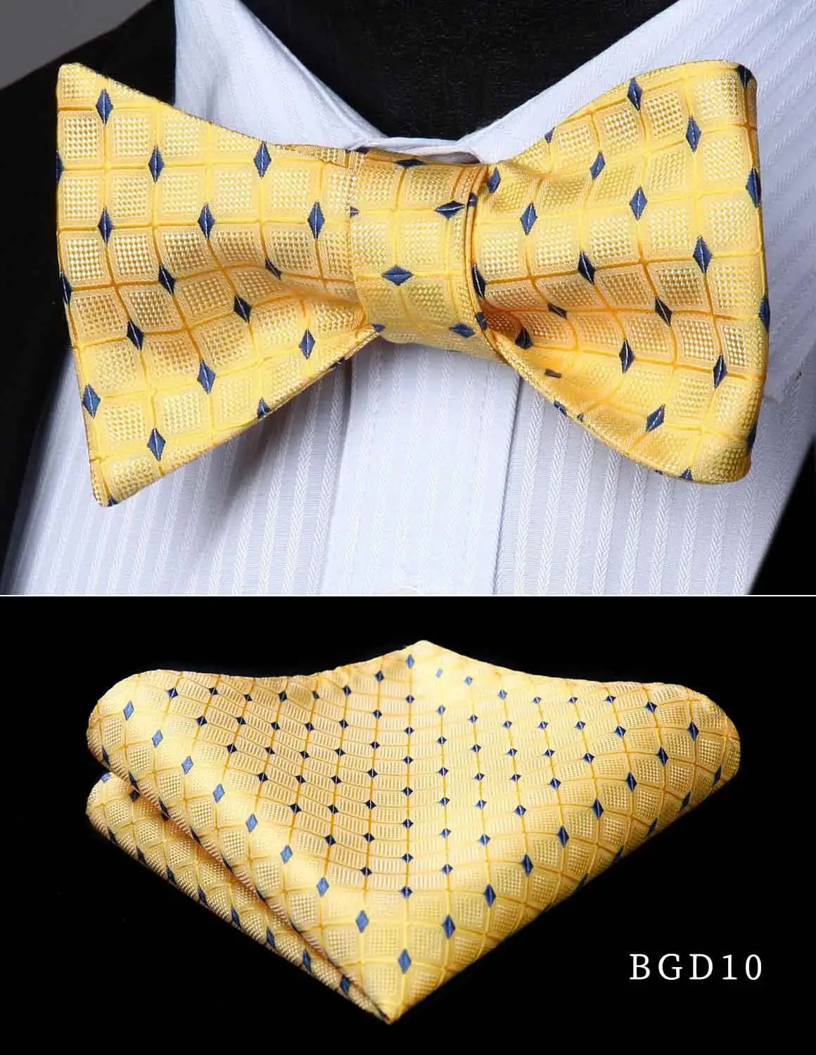 Hisdern самостоятельно галстук-бабочка платок Набор Пейсли Цветок Твердый клетчатый полосатый галстук для мужчин бабочка шелк самостоятельно BGD - Цвет: BGD10