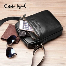 Cobbler Legend Black Genuine Leather Male Bag Travel Crossbody Bag for Men Handbag Business Messenger Men Leather Laptop Bag cobbler legend mens handbag shoulder bag for men genuine leather satchel bag vintage crossbody bag business briefcase