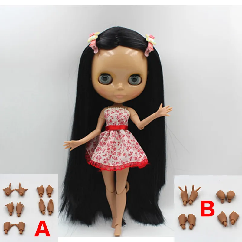 Кукла blygirl blyth черные прямые волосы кукла без одежды загара кожи сустава тела 19 суставов DIY кукла может изменить макияж - Цвет: Doll AB