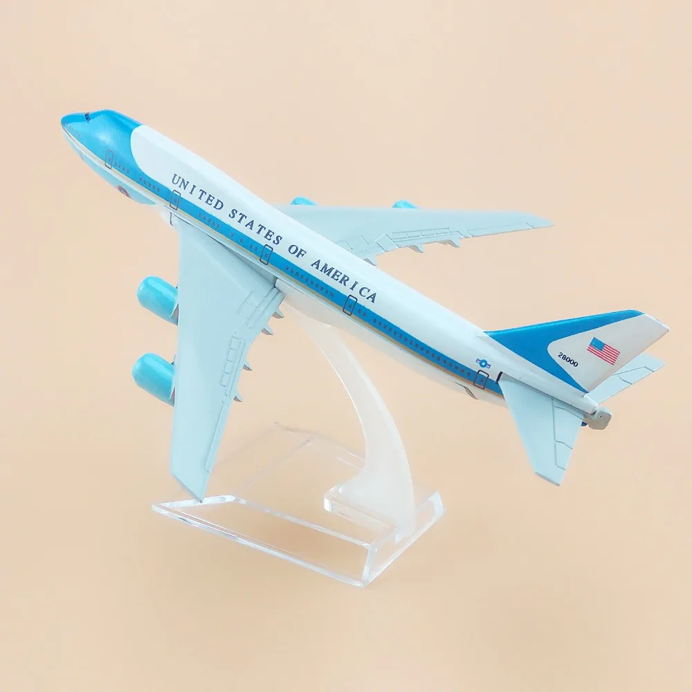 Модель самолета 16 см авиакомпании США Air Force One модель Боинг 747 B747|state| |