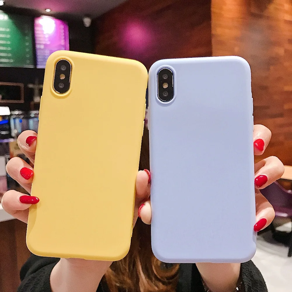 

Solid Candy Color Cover Case For iPhone XS Max XR X Soft Silicone Back Cover for iPhone 7 8 6 6s Plus 5 5S SE Ultrathin TPU Case