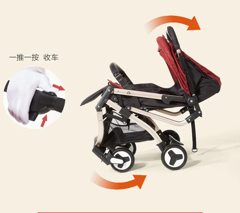 Online Portabel Lipat Lampu Baby Stroller Perjalanan Sistem Empat Roda Tinggi Lihat Payung Bisa Berbohong Duduk Jogging Kereta Bayi Kereta Dorong Bayi 0 ~ 4 Y