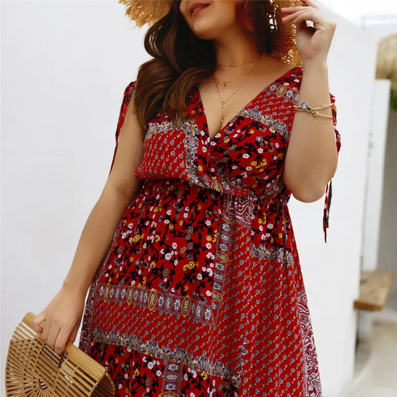 Women Summer Vintage vestidos Dress Sexy Women Flower Beach Party Short Sleeve V-Neck Floral Print Mini dress#4M21 (1)