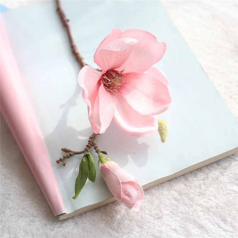 

2017 hot sale on Artificial Fake Flowers Leaf Magnolia Floral Wedding Bouquet Party Home Decor gift wholesale M30