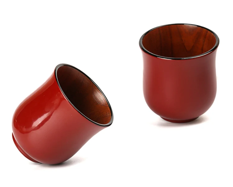 Set of 2 Japanese Style Wooden Cup Mug Handmade Natural Wood Coffee Tea Cups Couple Water Cups Fine Drinkware Gift  (2)