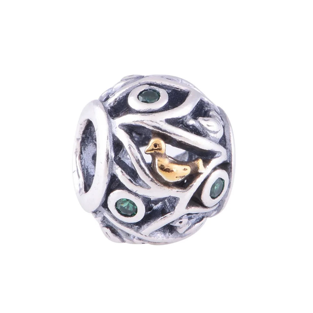Women' Jewelry Authentic 925 Sterling Silver / 14K Gold Plated Thread charm bead Fits European style Bracelet Snake Chain | Украшения и