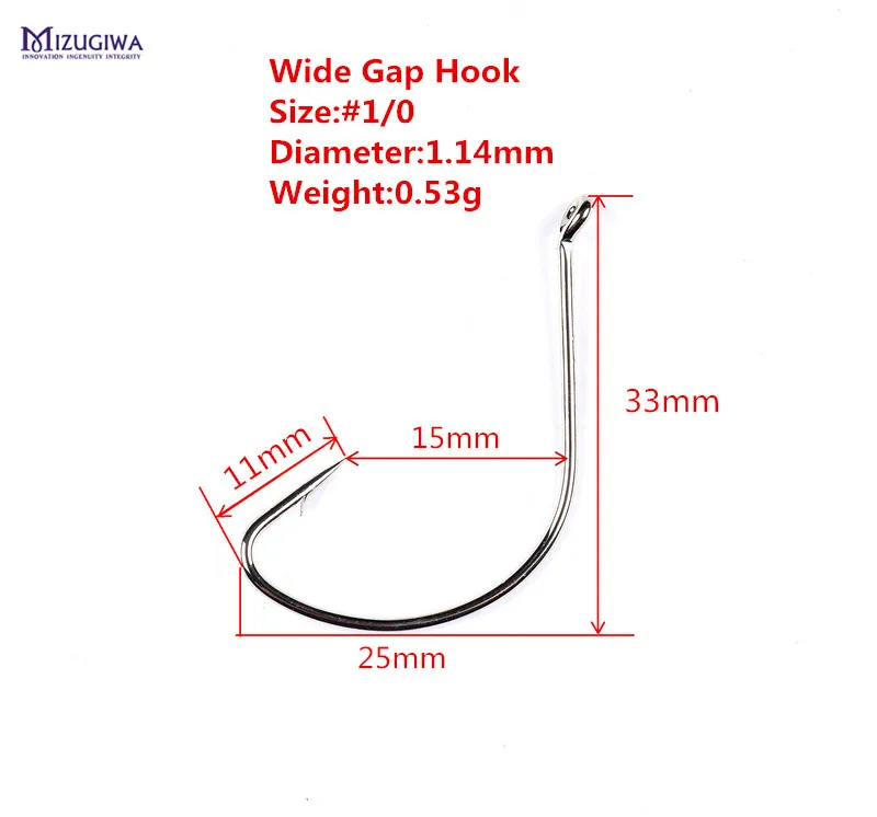 50 шт. Mizugiwa рыболовный крючок с широким зазором червь джиг большой осьминог рыболовные снасти Мягкая приманка для окуня персиковый белый никель - Цвет: MF1036