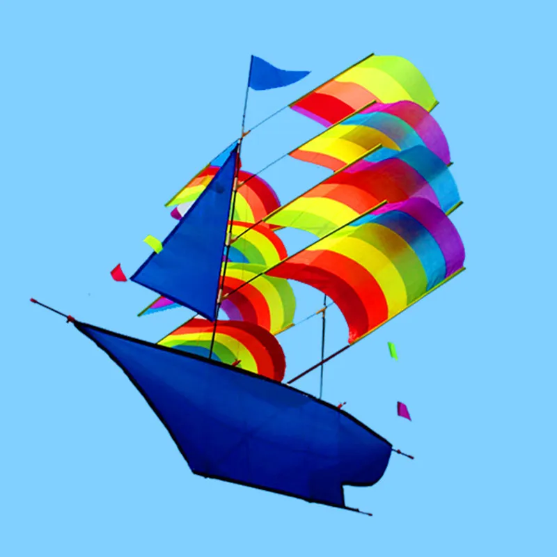 Outdoor Fun Sports 3D Stereo Rainbow Sailboat Kite Good Flying Free Shipping 