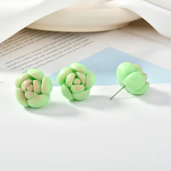 

New Arrival 20pcs/Lot Cute succulent flower earrings Ornament Accessories DIY Jewelry Women Stud Earrings