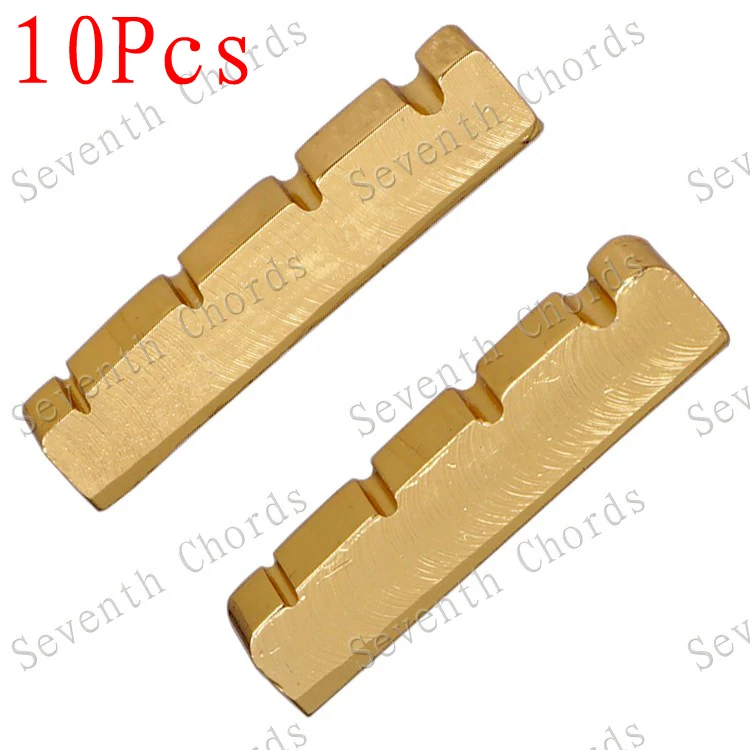10 Pcs Brass Bass Nut for 4 String Electric Bass Guitar / Size42 x 6 x 9 8mm and 38 x 6 x 9 8mm