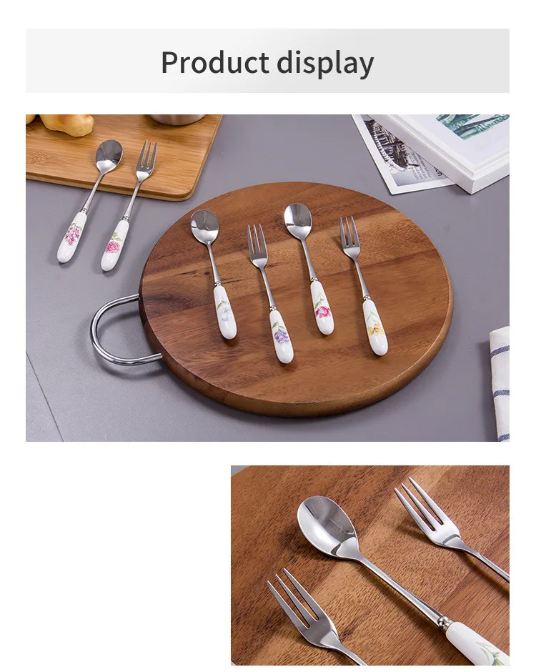 Cutlery Tableware Set with Gift Box Chinese Ceramic Fork Spoon Flatware Set Stainless Steel Dinnerware Christmas Gift11