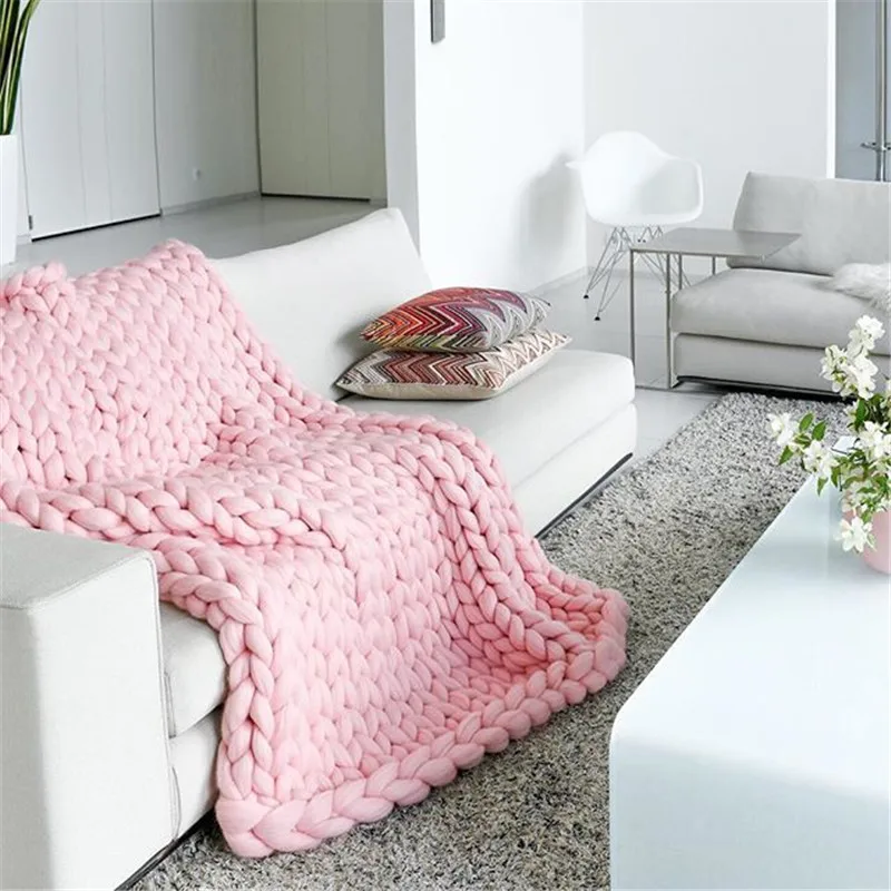 Новое ручное плетение реквизит одеяло s мягкая Толстая линия гигантская пряжа вязаное одеяло CrochetLlinen мягкие вязаные одеяла