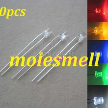 100 шт. мм, 3 мм красный желтый синий зеленый белый плоский светодио дный LED Широкий угол яркий светодио дный светодиодный s 20 шт. каждый цвет