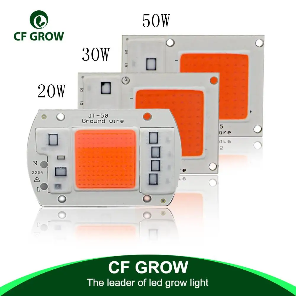 

DIY AC COB LED Grow Light Chip 220V Real Full Spectrum 380~780nm Actrual Power 20W 30W 50W Replace Sunlight for Indoor Plants