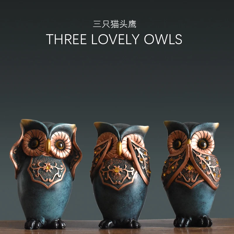 غرفة المعيشة خزانة مشروبات خزانة الديكور الإبداعية الحديثة المنزلية البسيطة جميل البومة الصغيرة تأثيث تمثال الدراسة المنزلية هدية