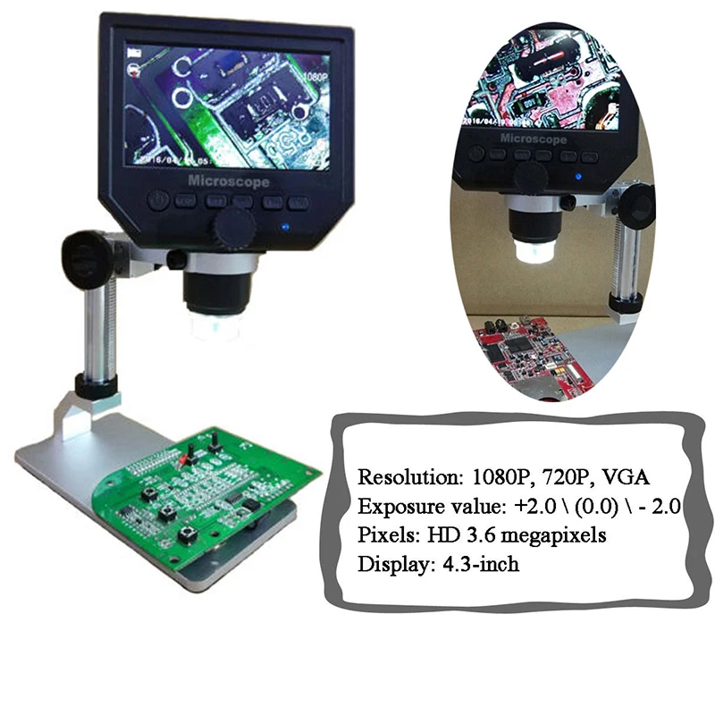 

Digital Microscope1-600X Continuous Magnifier 3.6MP 4.3" HD1080P LCD Display Kit