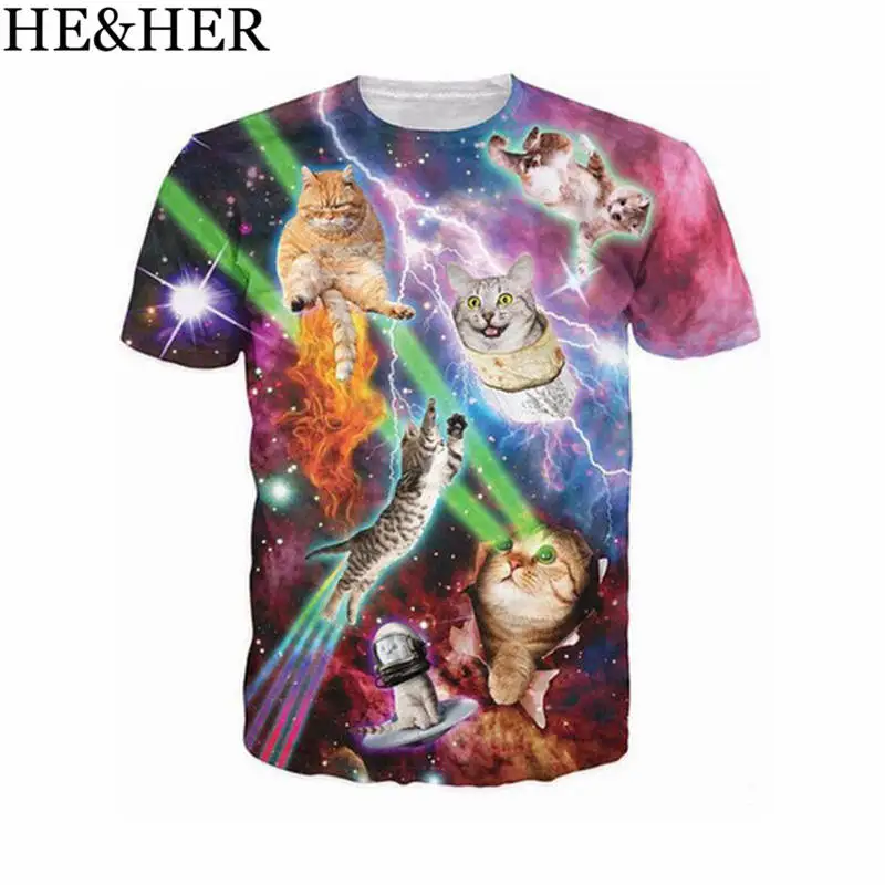 T shirt Astronot Kucing Bermain 