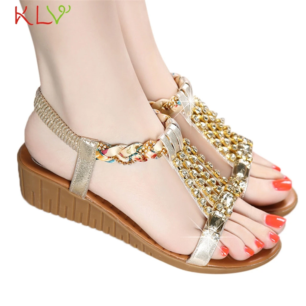 

Wedges Heels Strap Sandals Summer Women Crystal Beach Shoe Chaussures Femmes Sandalias De Verano Para Mujer 2019 Fashion 19Mar7