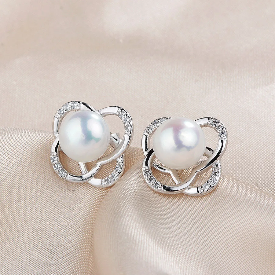 

Clearance Sale ! Good Quality Silver 925 White Natural Freshwater Pearl Stud Earrings For Women Real Pearl Fashion Jewelry