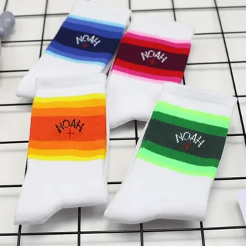 

Noah socks men women ins tide cross rainbow gradient four-color cotton sports skateboarding sock happy tops crew funny long sock