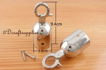 

rope Barrier end stopper Cord end caps with hook 3.8 cm silver 2 pieces AC106