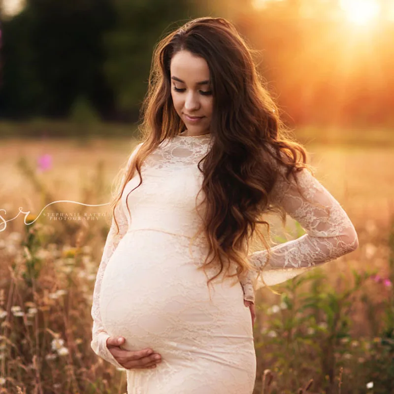 

Long Trailing Dress Maternity Photography Props Lace Pregnancy Dress Photography Pregnant Women Clothes Dresses For Photo Shoot