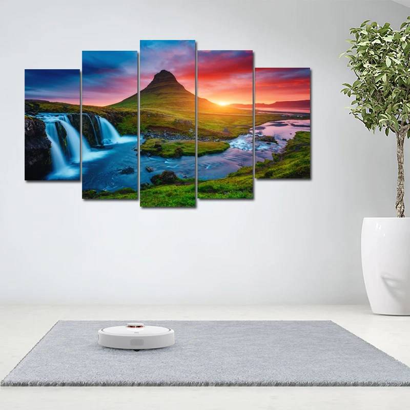RELIABLI арт 5 панелей горная река пейзаж настенная живопись холст Картина Wall ART