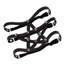 Фетиш рок паб подвязки Обувь для девочек Заклёпки панк ног кольцо бедра жгут сердце Подвязки для женщин Ремни регулируемый пояс для чулок