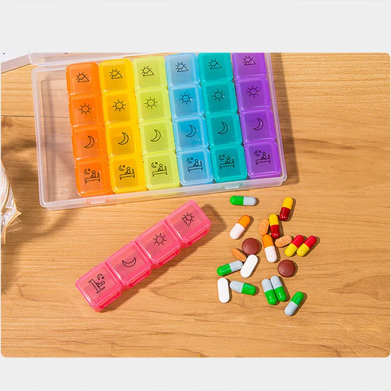 

Pill Storage Box Medicine Case 7 Day Organizer 28 Compartments 4 Times Container Health99
