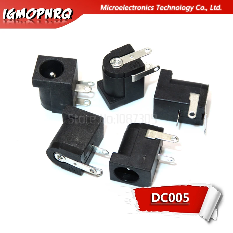 

100pcs DC-005 Black and White DC Power Jack Socket Connector DC005 5.5*2.1mm 2.1 socket Round the needle