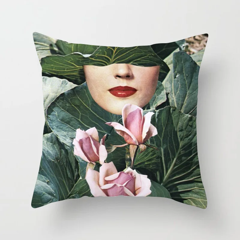 Oil Painting Image Cushion Cover 45x45cm Printed Zara*Women Polyester Throw Pillow Covers Cushions Home Decor Decorative Pillows