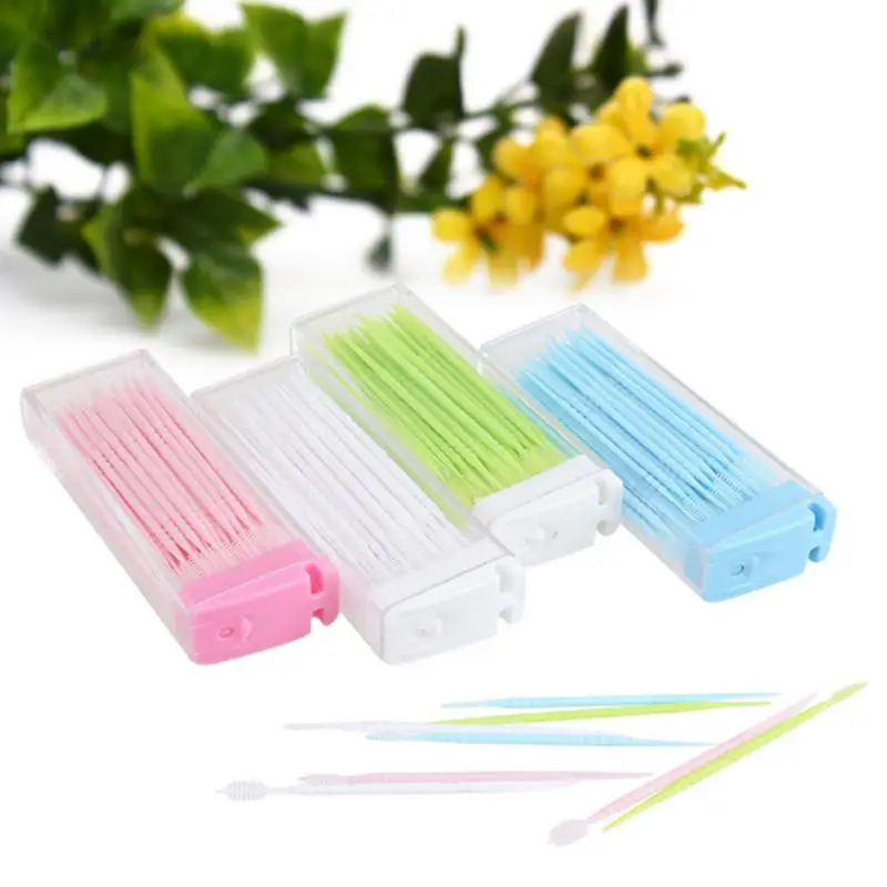 Portable Plastic Toothpick 3 Boxes/150pcs Toothpicks Green No Smell