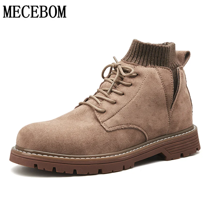 

Winter Men's Sock Boots Men Flock Ankle Boots Lace-up Casual Men shoes for male botas hombre size 39-44 d851m