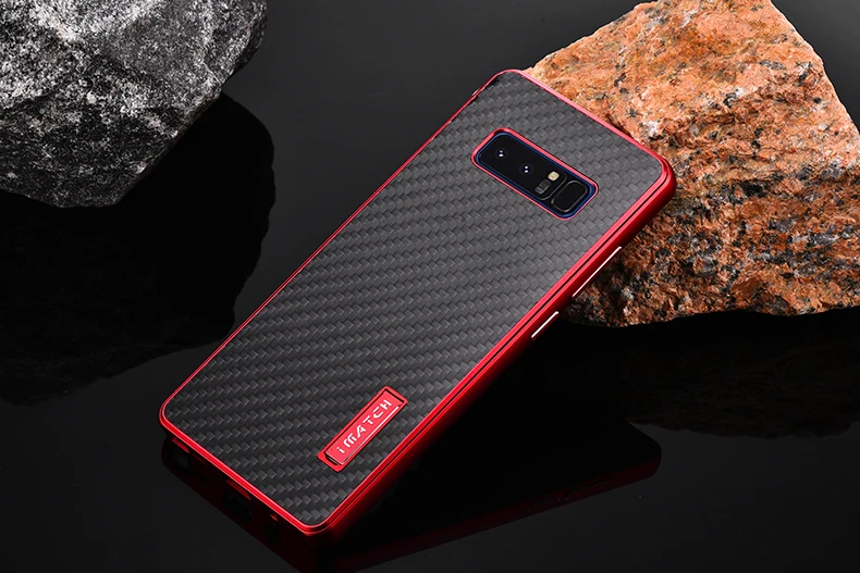 iMatch Luxury Aluminum Metal Bumper Carbon Fiber Back Cover Case for Samsung Galaxy Note 8