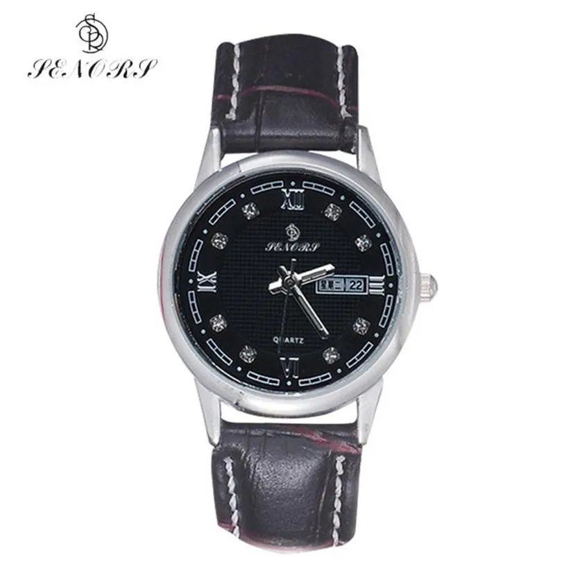 

Durable 2016 SENORS   relogio feminino  Luxury Women Crystal Leather Band Quartz Wrist Watch erkek kol saati