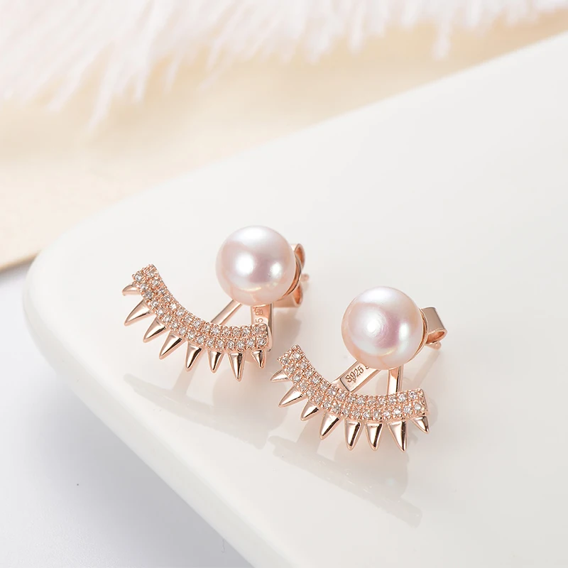 Серьги гвоздики с жемчугом gNpearl серебро 925 пробы белый пресноводный жемчуг серьги