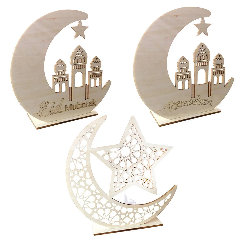 

3 Models Eid Mubarak Ramadan Wooden Home Party Ornament Decor Muslim Islamic Gift Desk DIY Craft Festival Supplies