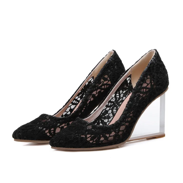 2018 41 BeigeSchwarzRot Schuhe Spitz 33 High Gre Wedges Plus Damen New Fashion Atmungsaktiv Heels Pumps {zorssar} Mesh Sommer Ausschnitte tdCBrxshQ