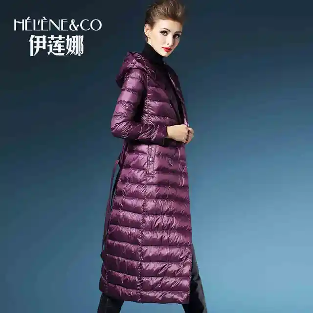 Cheap 2015 new Hot winter Thin Warm Woman Down jacket Coat Parkas Outerwear Hooded Luxury long Loose plus size XL 90% White duck down