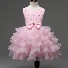 Летнее милое шифоновое торжественное платье без рукавов с бриллиантами для девочек, вечерние платья подружки невесты, Детские милые тюлевые платья принцессы