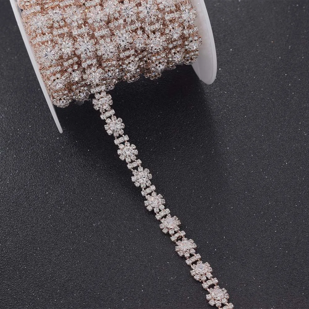 Rose gold rhinestons clothing trims  (3)