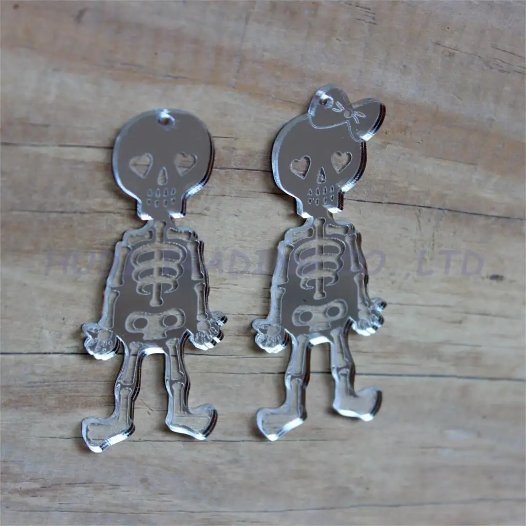 4 шт каждый) 63,5 мм акриловые бусины в форме черепа серьги, Хэллоуин ...