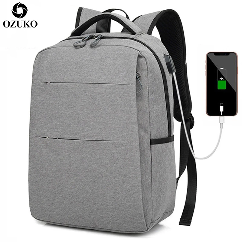 

OZUKO Unisex Design Backpack School Bags for teenager Men Women Student School Backpack USB Charging Laptop Business Backpacks