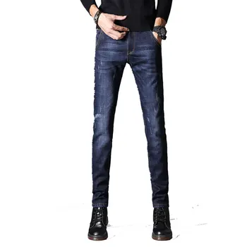 

2017 Winter Plus Velvet Skinny Jeans Men Thermal Underwear Gold Velvet Thicken Solid Slim Warm Jeans Casual Denim Pencil Pants