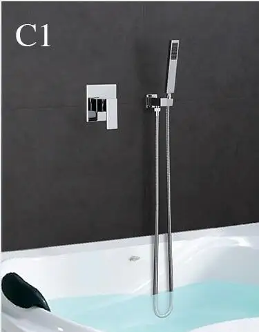 Хромированные латунные смесители для душа черный водопад душевой набор дождевые краны потайной смеситель для ванной кран настенный душевой armatur - Цвет: C1
