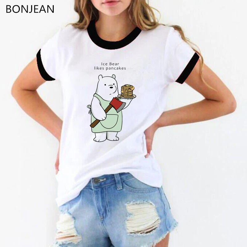 Лето, женская футболка с надписью «we bare bears», забавные женские футболки 90s roupas, футболка tumblr harajuku kawaii, белая женская футболка