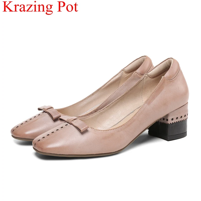 

2018 new arrival slip on high heels genuine leather shallow women pumps elegant casual office lady retro party runway shoes L03
