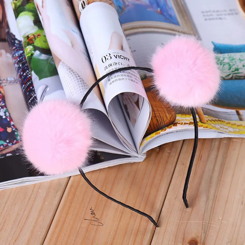 Cute Women's Girls Pom Fur Ball Furry Ears Headband Hair band Head Accessory POP